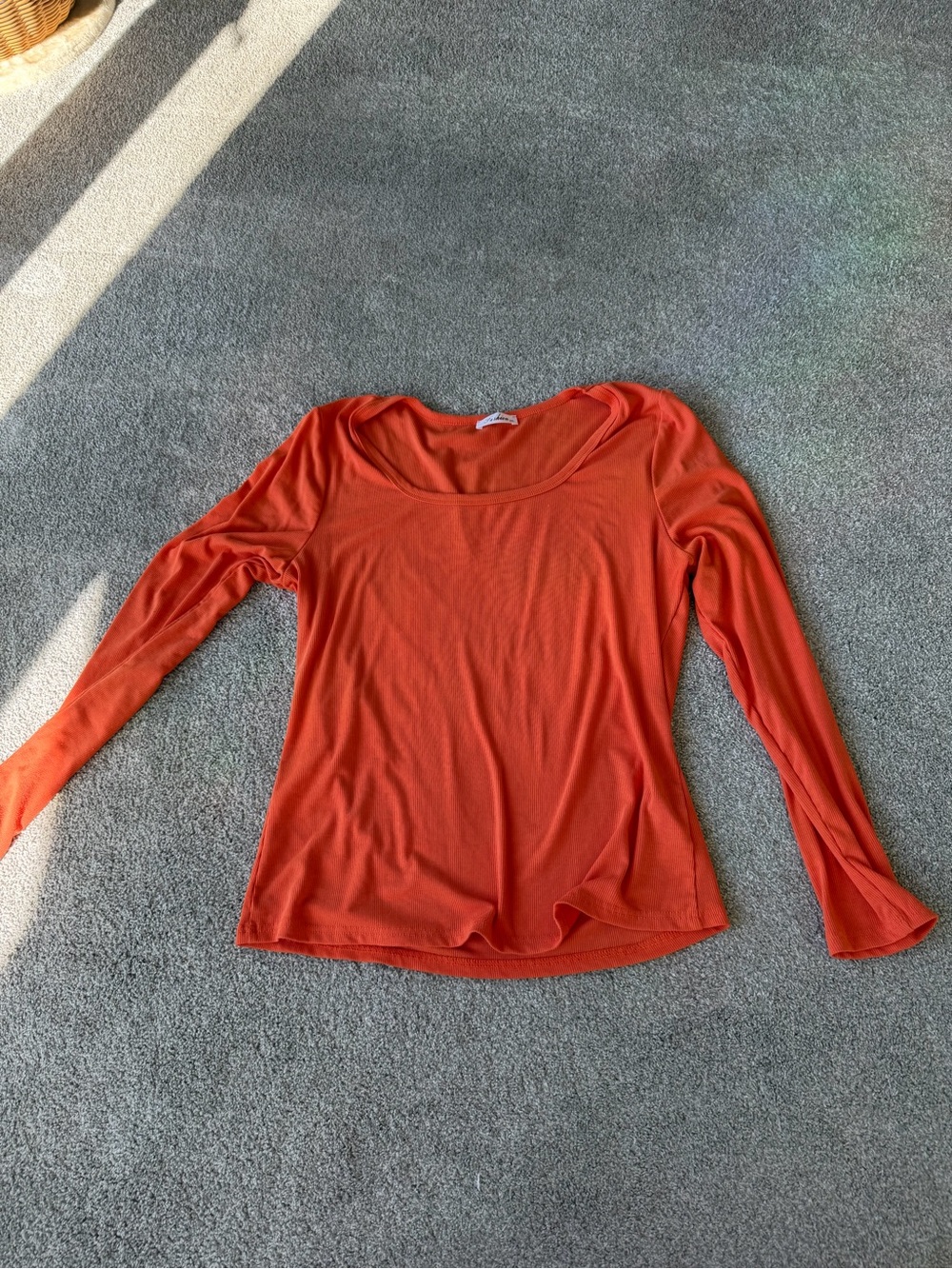 Women's Long-Sleeve Scoop Neck Top - Orange